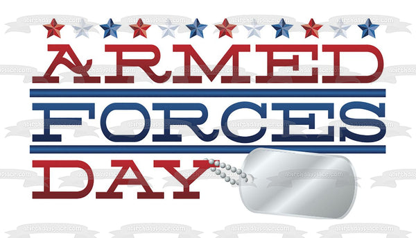 Armed Forces Day Red White and Blue Stars Edible Cake Topper Image ABPID53830