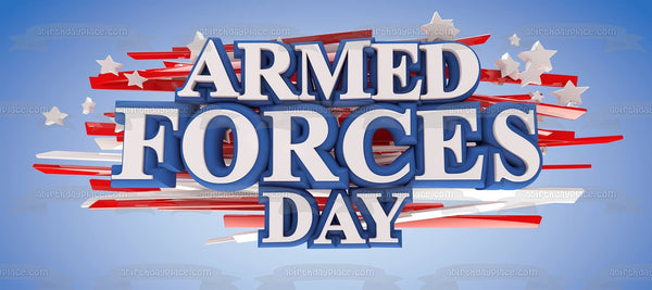 Armed Forces Day Red White and Blue Edible Cake Topper Image ABPID53834