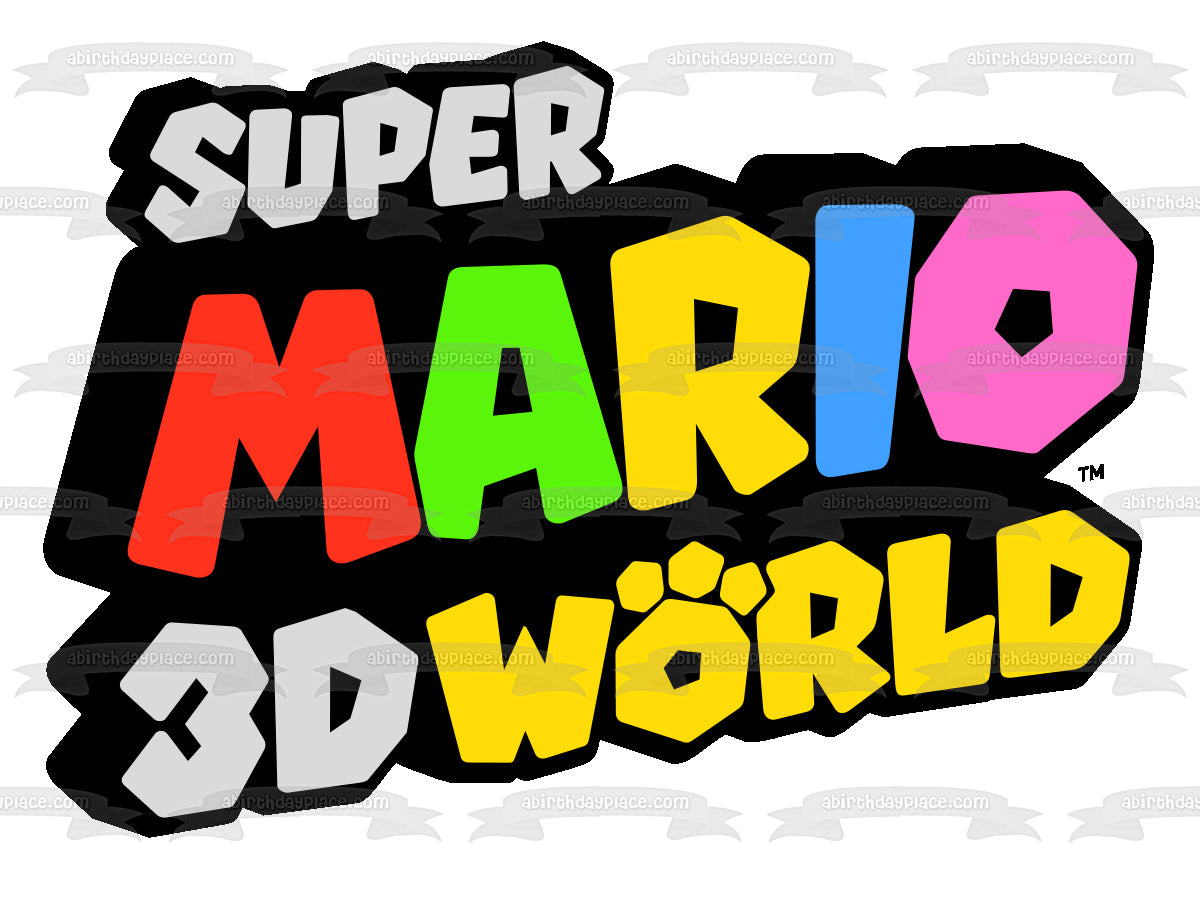 Super Mario 3D World Logo Edible Cake Topper Image ABPID53944