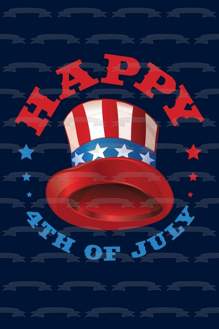 Happy 4th of July Independence Day Stars and Stripes Hat Edible Cake Topper Image ABPID54059