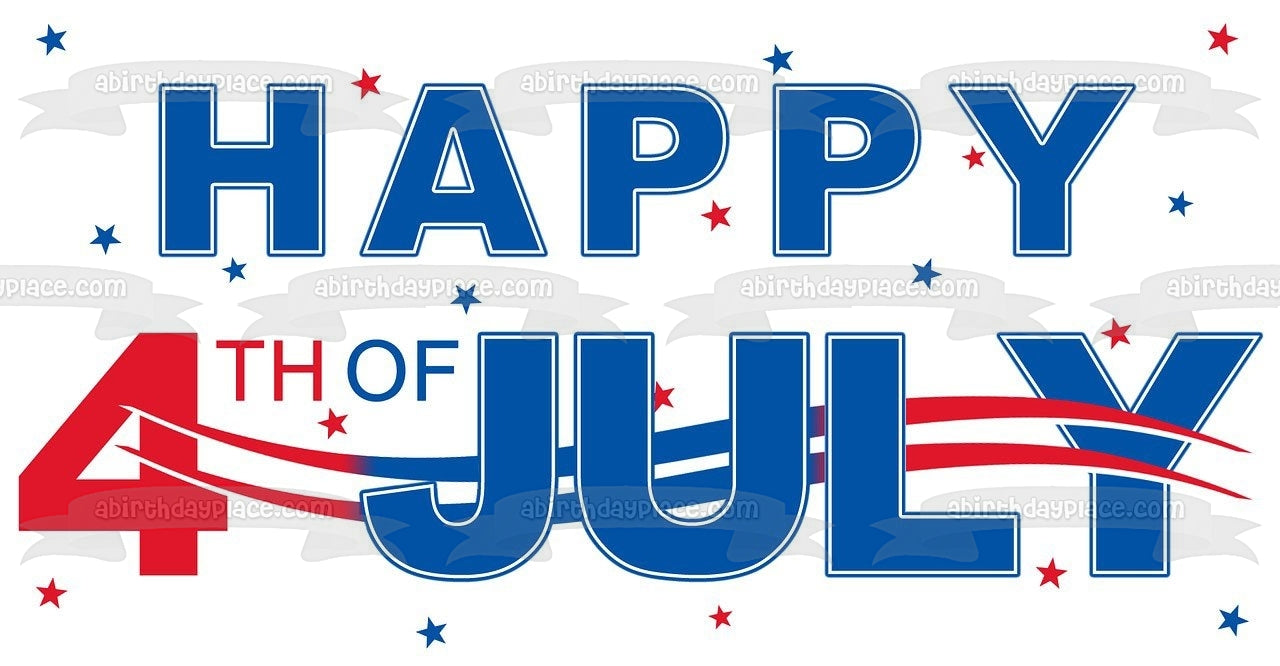 Happy 4th of July Independence Day Stars Edible Cake Topper Image ABPID54060