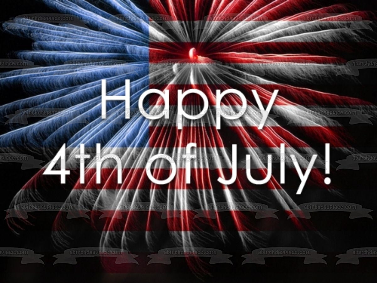 Happy 4th of July American Flag Independence Day Edible Cake Topper Image ABPID54062