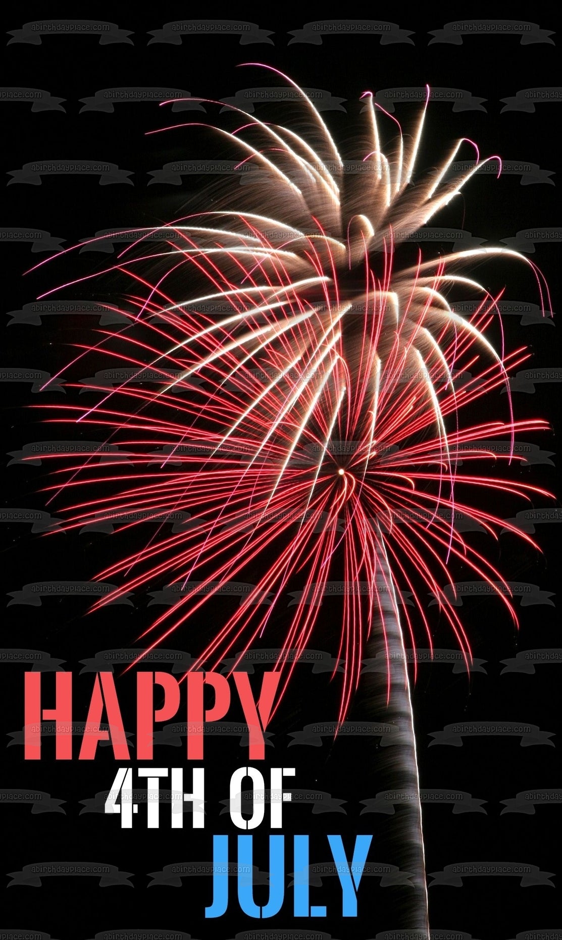 Happy 4th of July Independence Day Fireworks Edible Cake Topper Image ABPID54067