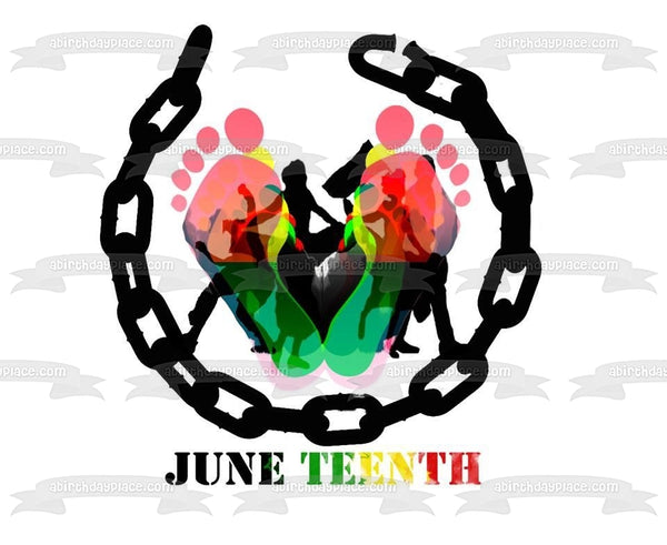 Juneteenth Freedom Day Broken Chain People Dancing Edible Cake Topper Image ABPID54097
