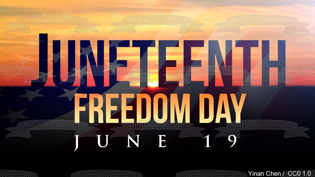 Juneteenth Freedom Day June 19th American Flag Edible Cake Topper Image ABPID54102