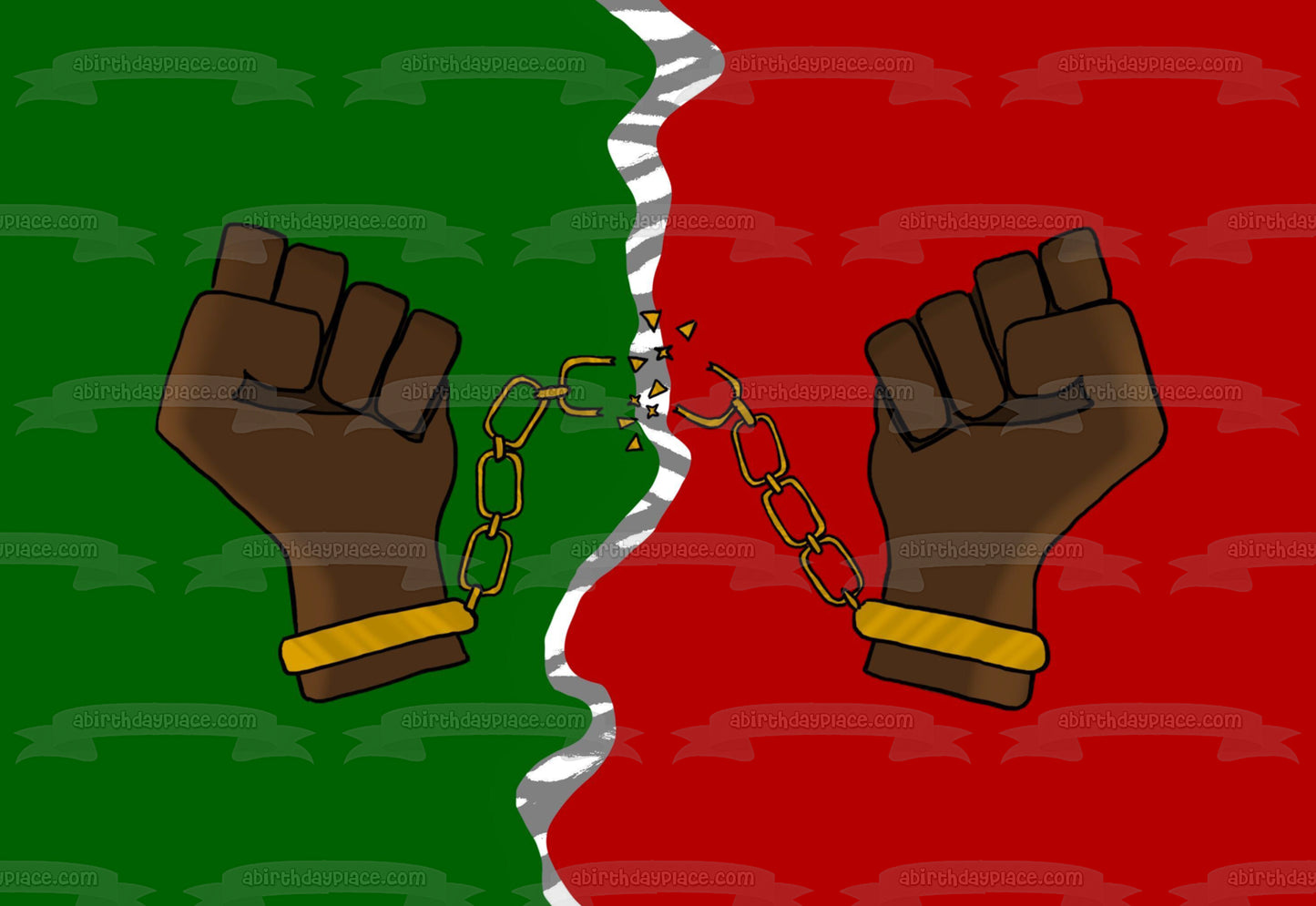 Juneteenth Freedom Day Fists with Broken Chains Edible Cake Topper Image ABPID54112