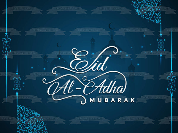 Eid Al-Adha Mubarak Edible Cake Topper Image ABPID54133