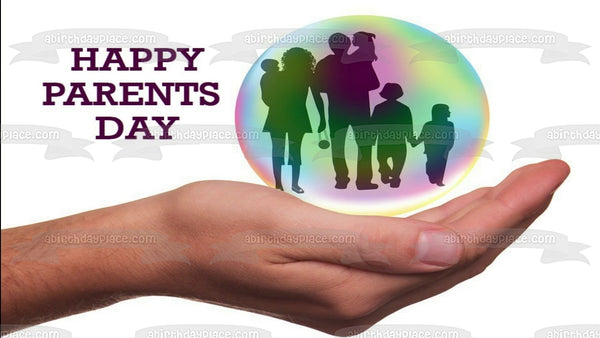 Happy Parents Day Family Silhouette Edible Cake Topper Image ABPID54140