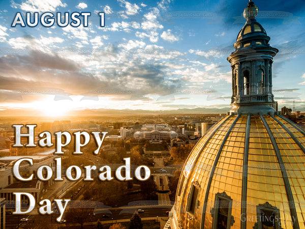 Happy Colorado Day State House Edible Cake Topper Image ABPID54148