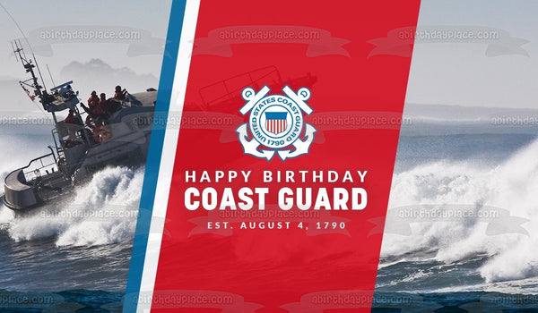 Happy Birthday U.S. Coast Guard Edible Cake Topper Image ABPID54152