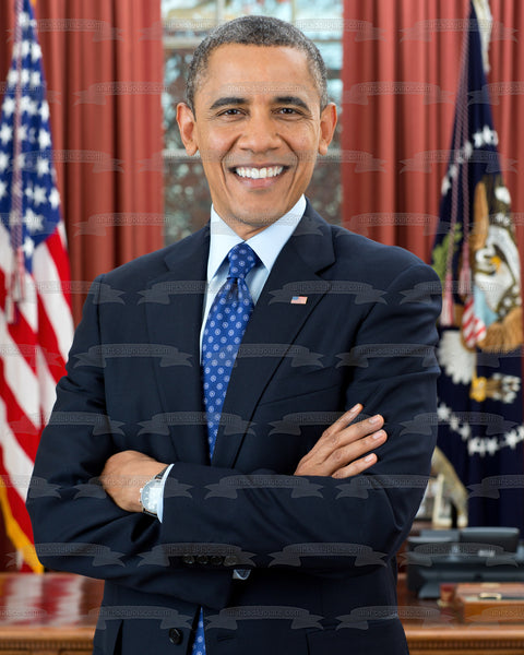 Barak Obama Day American Flag Edible Cake Topper Image ABPID54155