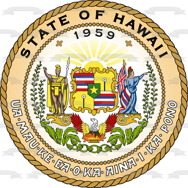 Happy Hawaii Statehood Day Hawaii State Seal Edible Cake Topper Image ABPID54176
