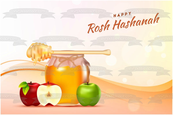 Happy Rosh Hashanah Fruit and Honey Edible Cake Topper Image ABPID54197