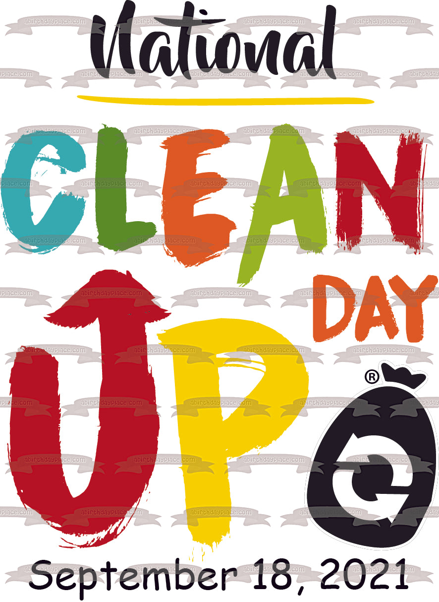 Imagen de decoración comestible para tarta del Día Nacional de la Limpieza ABPID54212 