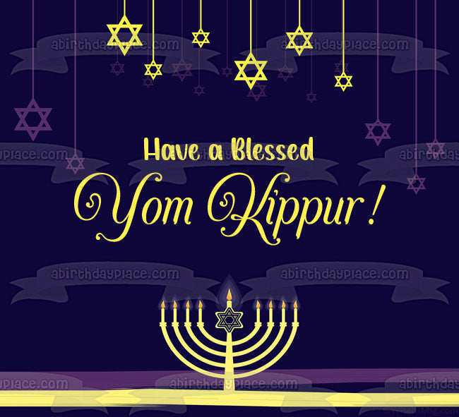 Have a Blessed Yom Kippur Stars of David Edible Cake Topper Image ABPID54221