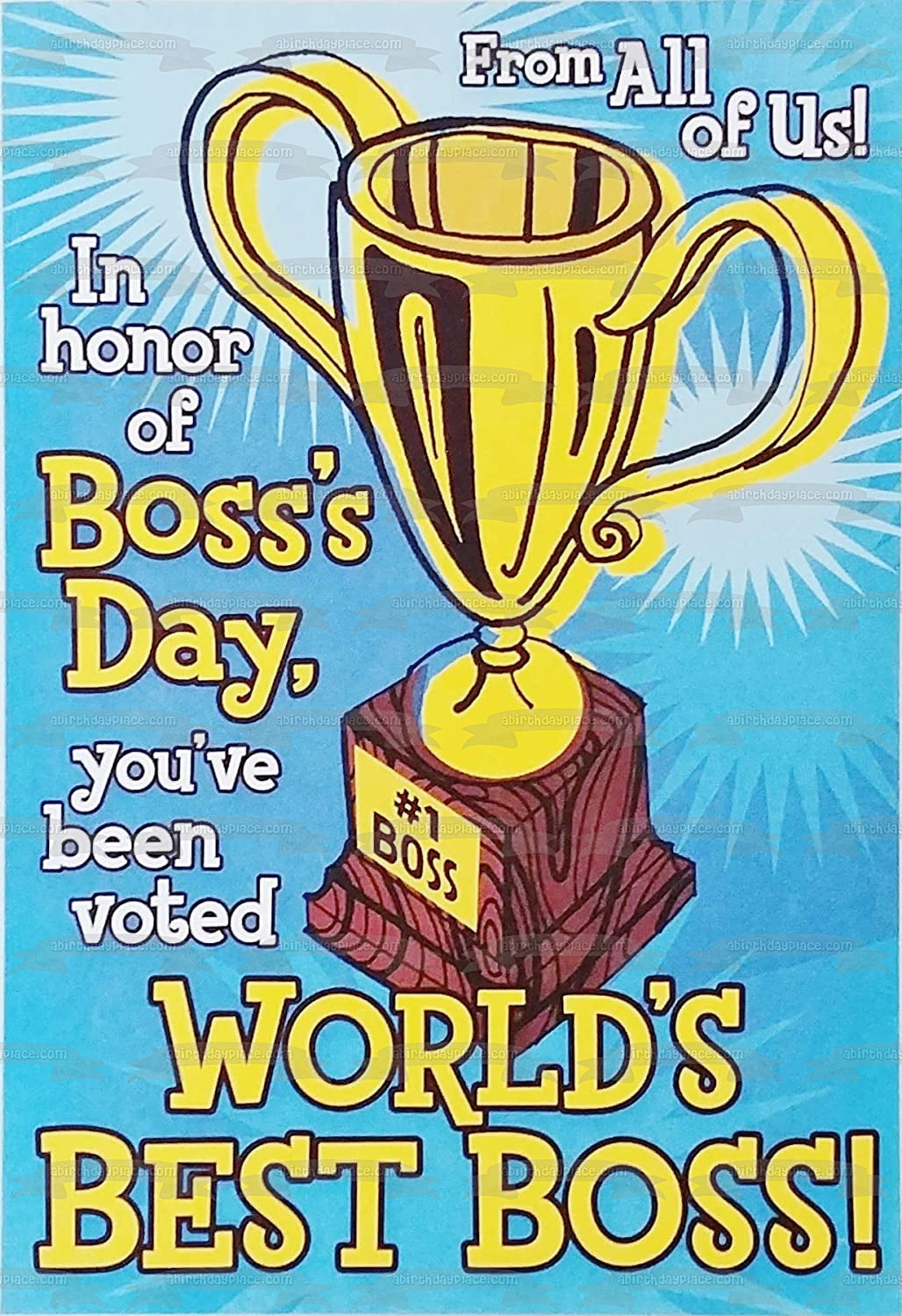 Happy Boss's Day #1 Boss Trophy Edible Cake Topper Image ABPID54294