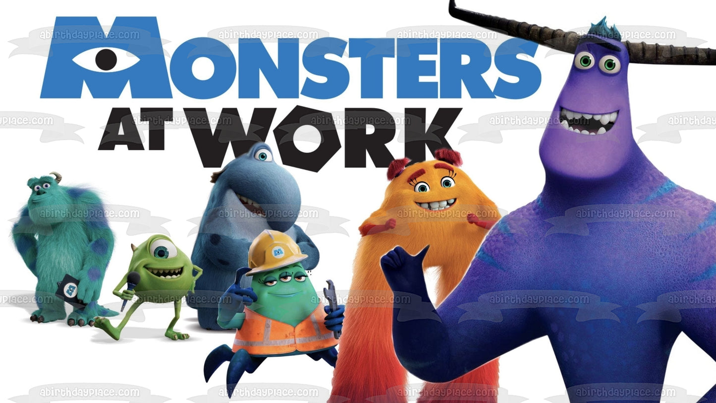 Monsters at Work James P. Sullivan Mike Wazowski Tylor Tuskmon Edible Cake Topper Image ABPID54501