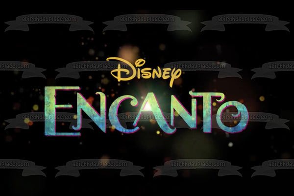Disney Encanto Logo on a Black Background Edible Cake Topper Image ABPID54676