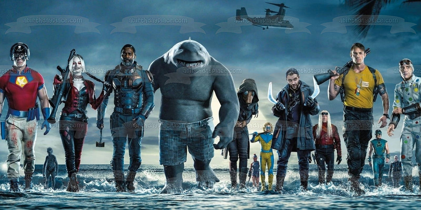 The Suicide Squad Javelin Harley Quinn Bloodsport Polka-Dot Man Edible Cake Topper Image ABPID54763