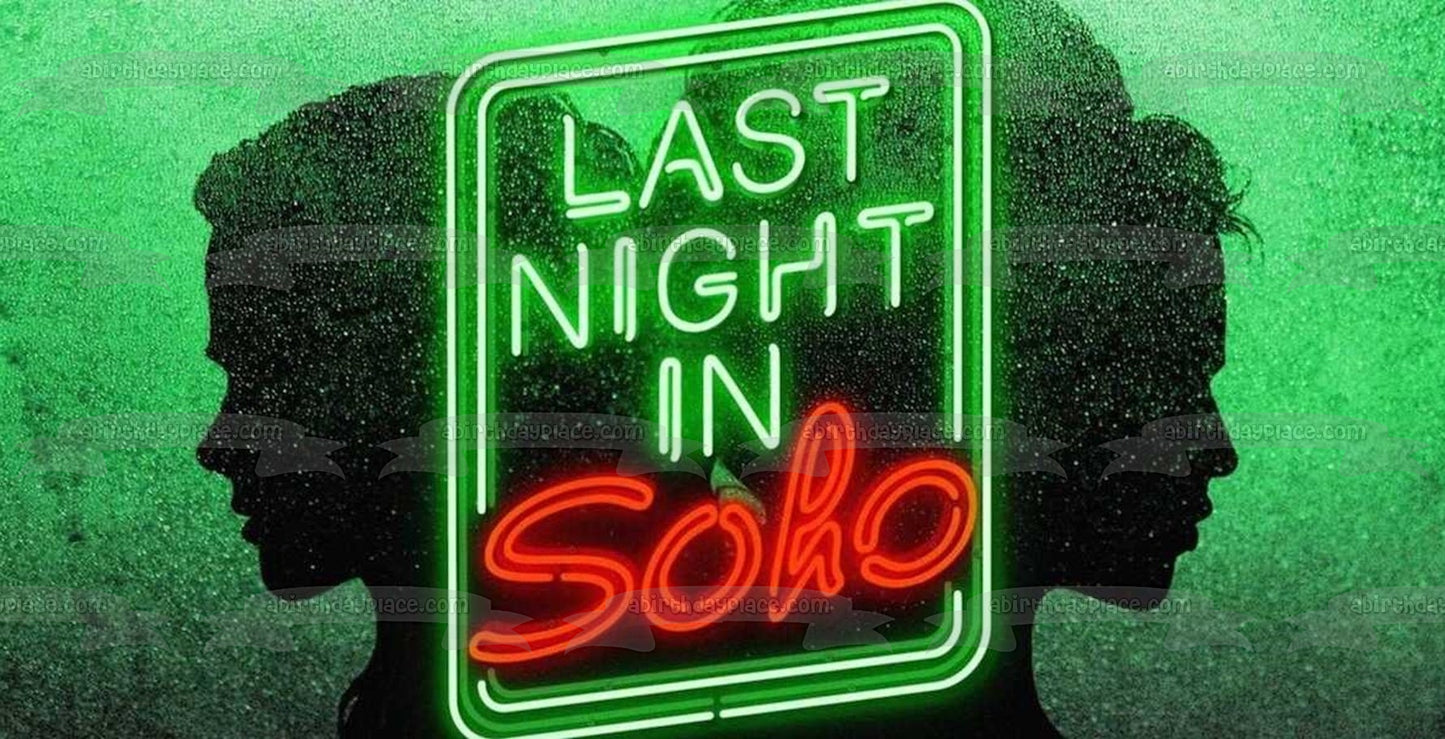 The Last Night In Soho Logo on a Green Background Edible Cake Topper Image ABPID54775