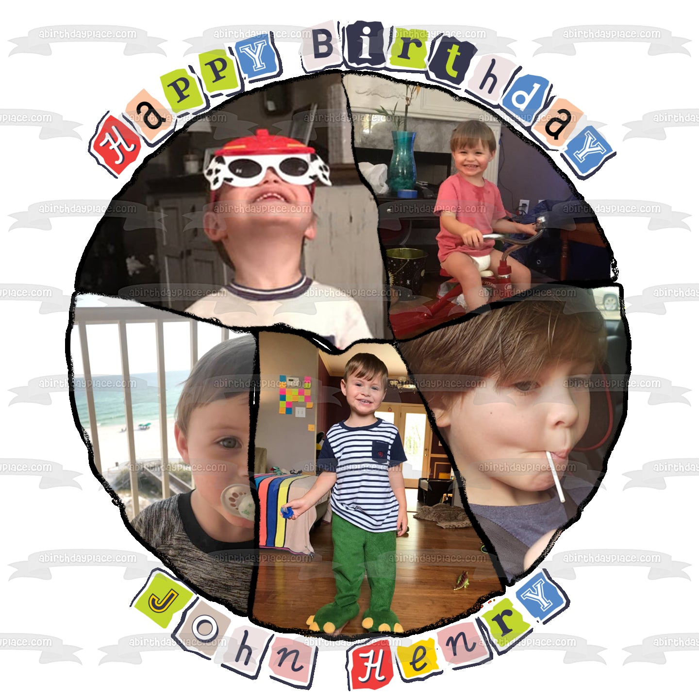 Torn Paper Photo Collage Add Your Own Photos Customizeable Photo Frame Edible Cake Topper Image Frame ABPID55095