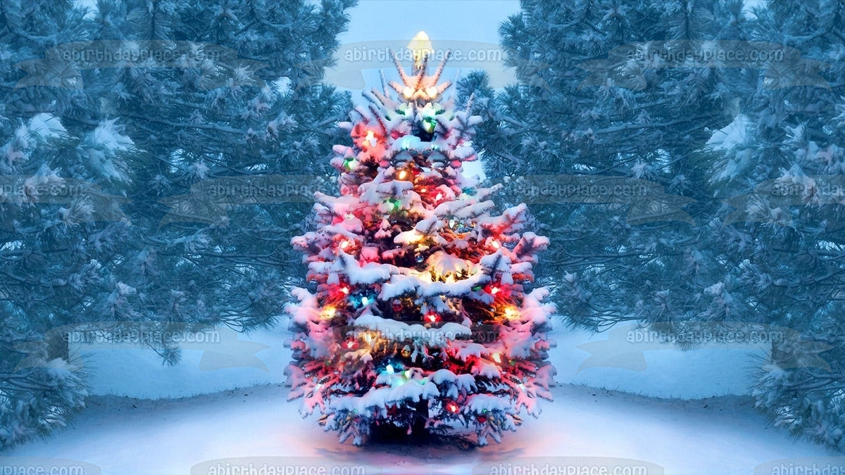 Feliz Navidad árbol de Navidad adorno comestible para tarta imagen ABPID55112 