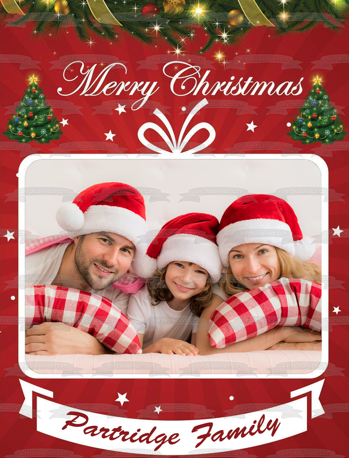 Merry Christmas Customizable Photo Frame Edible Cake Topper Image Frame ABPID55143