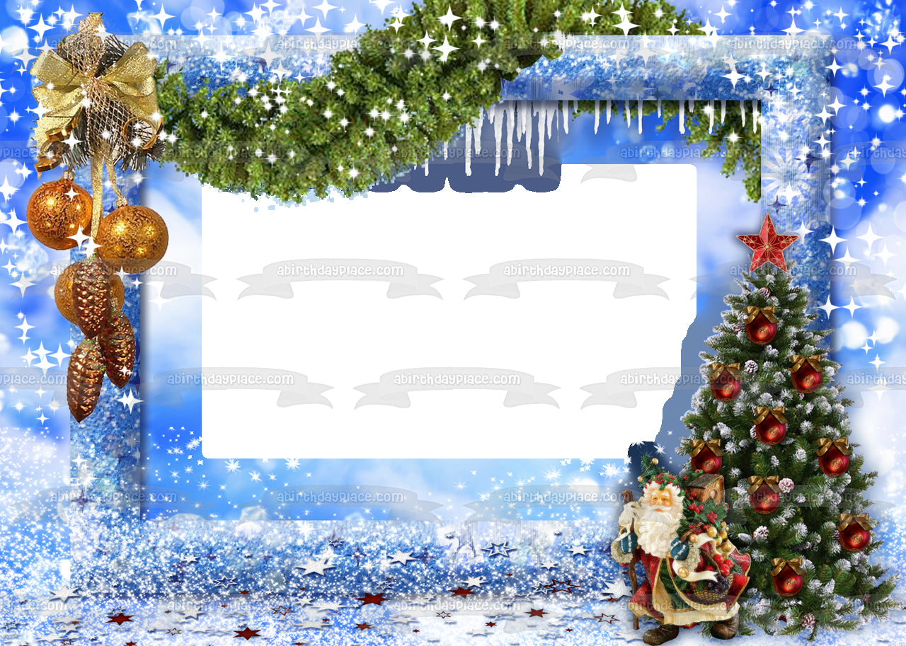 Merry Christmas Customizable Photo Frame Edible Cake Topper Image Frame ABPID55149