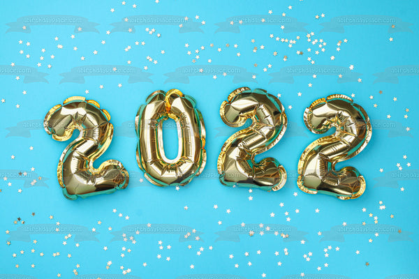 Happy New Year 2022 Edible Cake Topper Image ABPID55151