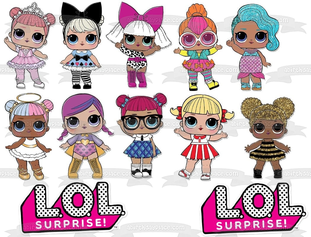 LOL Surprise! Dolls and Logos Assorted Edible Cake Topper Image