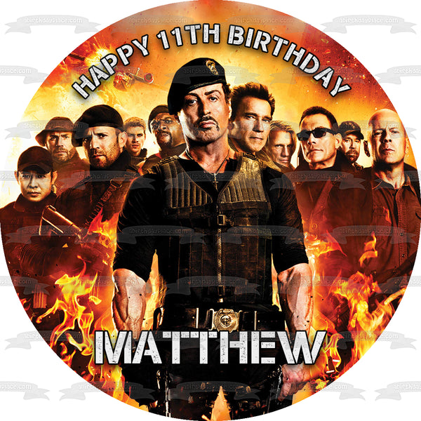 The Expendables 2 Movie Cover Hector Barney Lee Mr. Church Edible Cake Topper Image ABPID55175