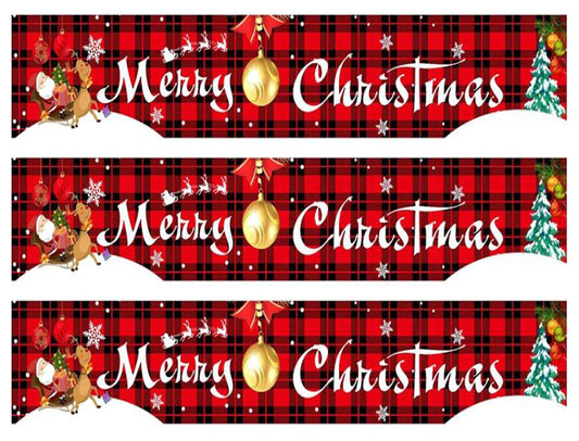 Merry Christmas Reindeer St. Nick Santa Claus Christmas Tree Snowy Hills Edible Cake Topper Image Strips ABPID55179