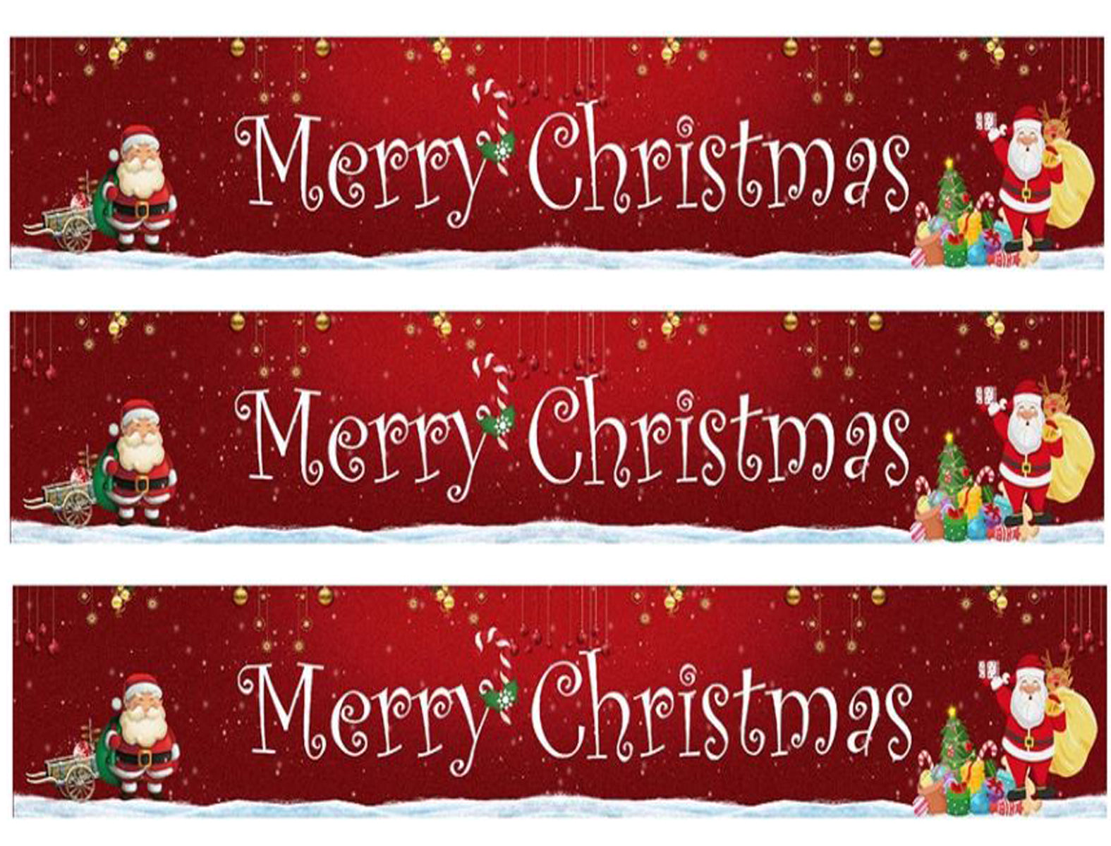 Merry Christmas Santa Claus St. Nick Christmas Tree Edible Cake Topper Image Strips ABPID55182