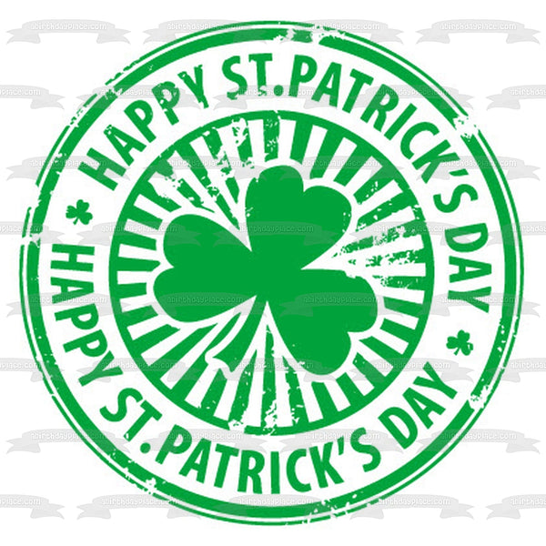 Happy St. Patrick's Day Shamrock Edible Cake Topper Image ABPID55257