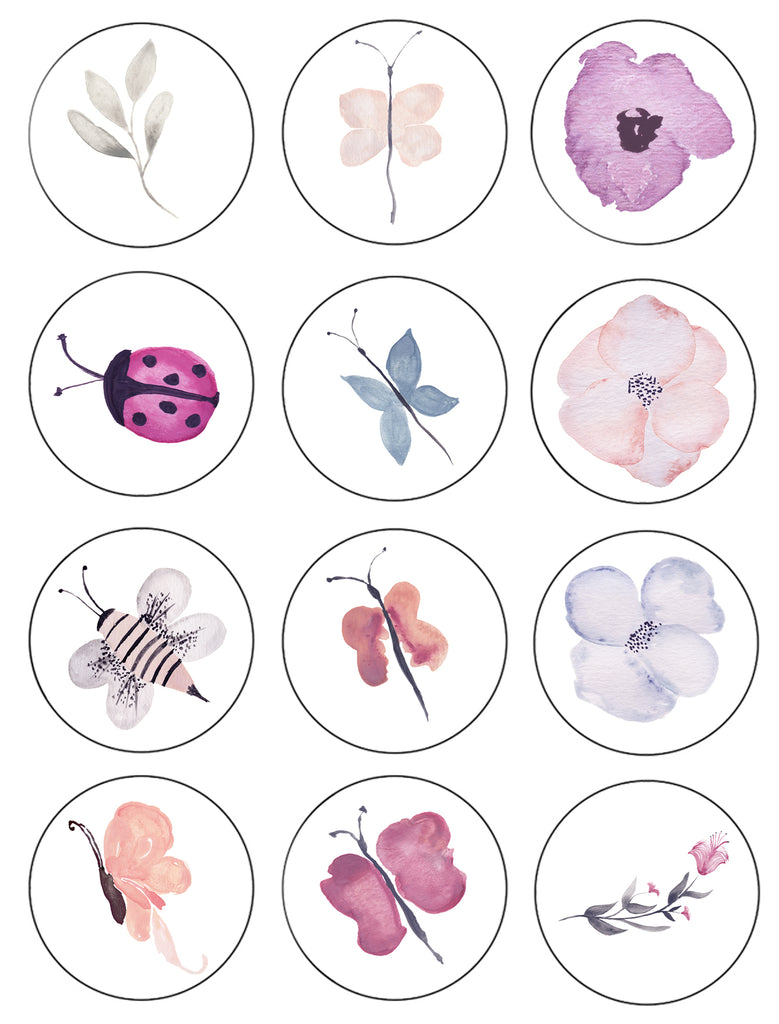 24 bees cupcake toppers, bug party ideas insect cupcake toppers