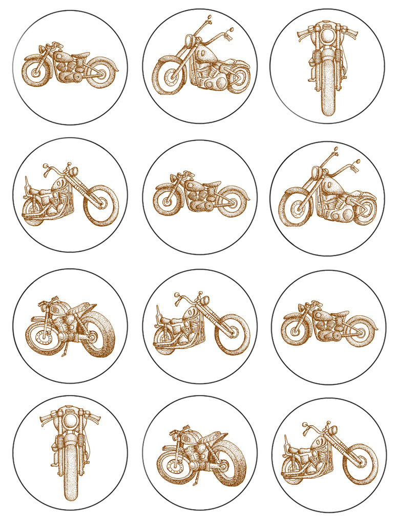 Vintage Classic Motorcycles Edible Cupcake Topper Images ABPID55585 – A ...