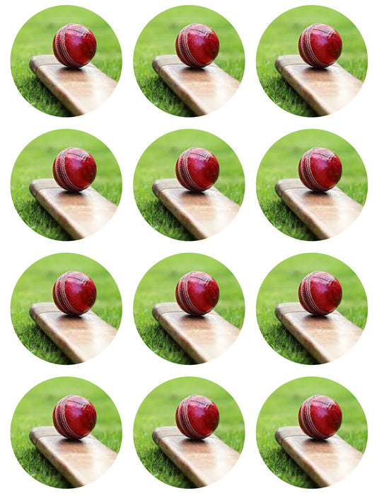 Cricket Ball and Bat Edible Cupcake Topper Images ABPID55723