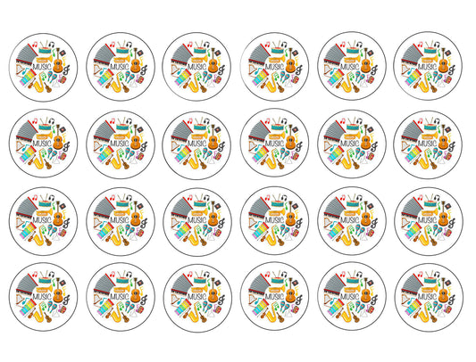 Music Band Instruments Xylophone Guitar Trumpet Violin Edible Cupcake Topper Images ABPID55732