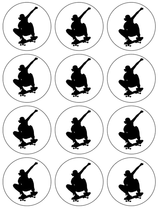 Skateboarding Skateboard Trick Silhouette Edible Cupcake Topper Images ABPID55747