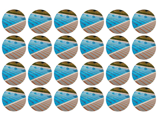 Swimming Pool with Lanes Edible Cupcake Topper Images ABPID55752