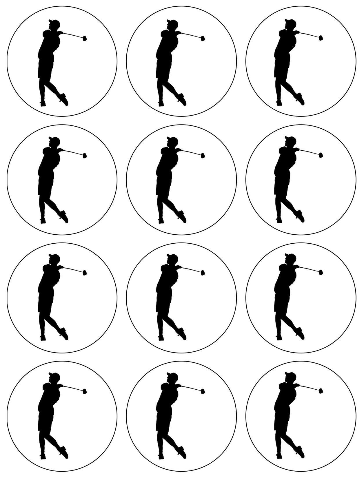 Golfing Golf Backswing Silhouette Edible Cupcake Topper Images ABPID55851