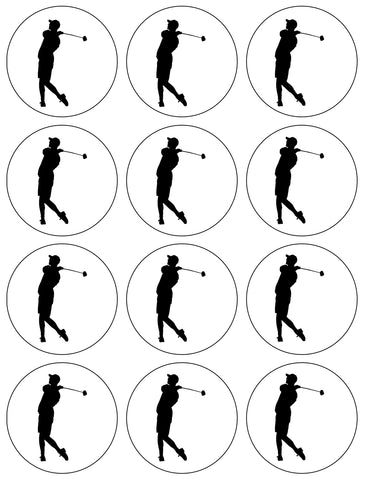Golfing Golf Backswing Silhouette Edible Cupcake Topper Images ABPID55851