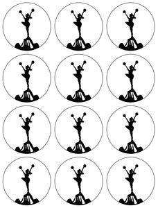 Cheerleading Tower Pyramid Action Silhouette Edible Cupcake Topper Images ABPID55860