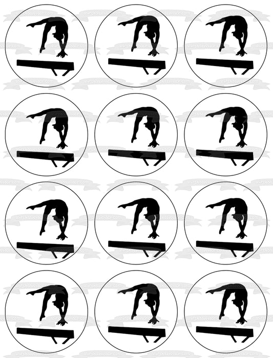 Gymnastics High Jump Sport Silhouettes Edible Cake Topper Image ABPID55863