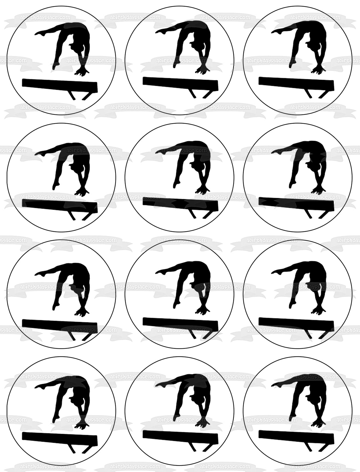 Gymnastics High Jump Sport Silhouettes Edible Cake Topper Image ABPID55863