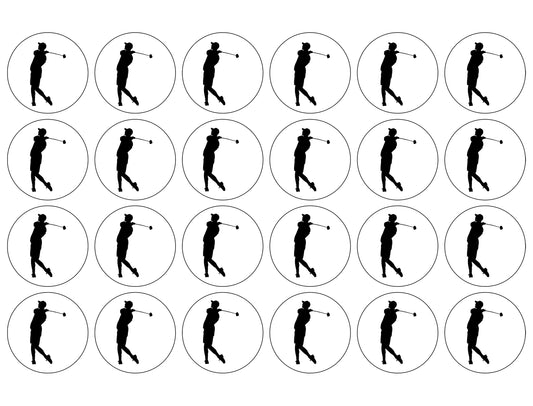 Golfing Golf Backswing Silhouette Edible Cupcake Topper Images ABPID55894