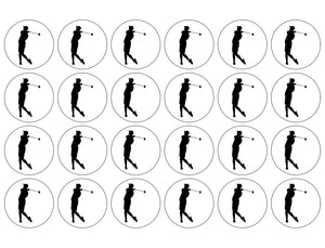 Golfing Golf Backswing Silhouette Edible Cupcake Topper Images ABPID55894