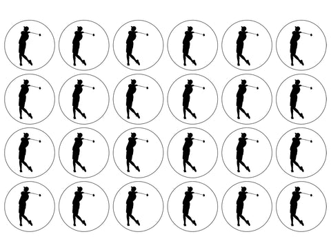 Golfing Golf Backswing Silhouette Edible Cupcake Topper Images ABPID55894