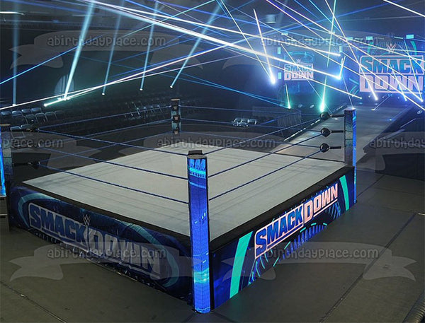 Smack Down Wrestling Ring and Spotlights Edible Cake Topper Image ABPID55914