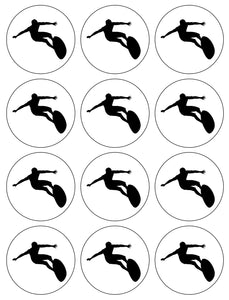 Surfing Sport Silhouette Edible Cupcake Topper Images ABPID55937